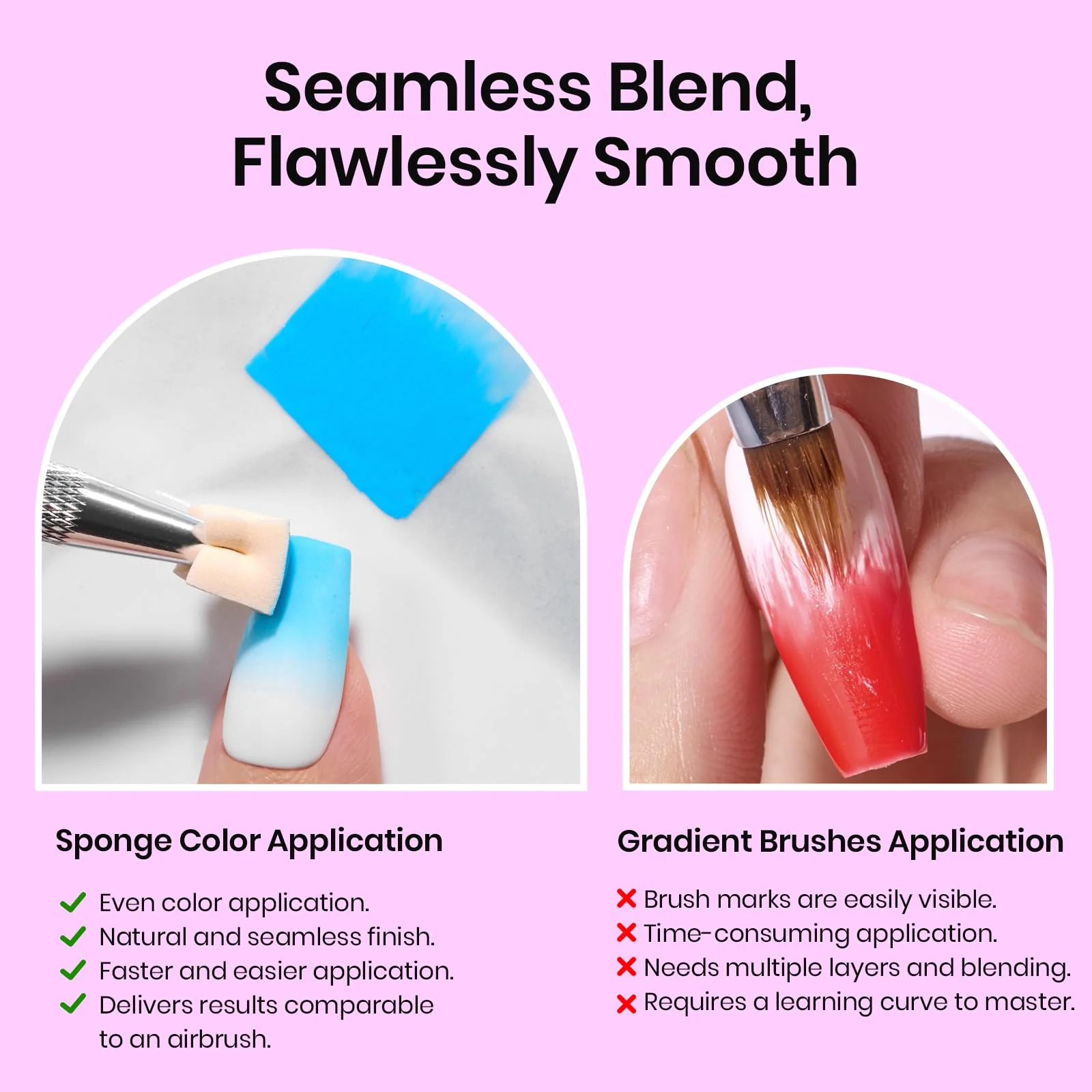 150Pcs Soft Nail Sponges for Ombre Colorful Nail Sponge with Grabbing Pen Blooming Nails Art Brushes - Image 3