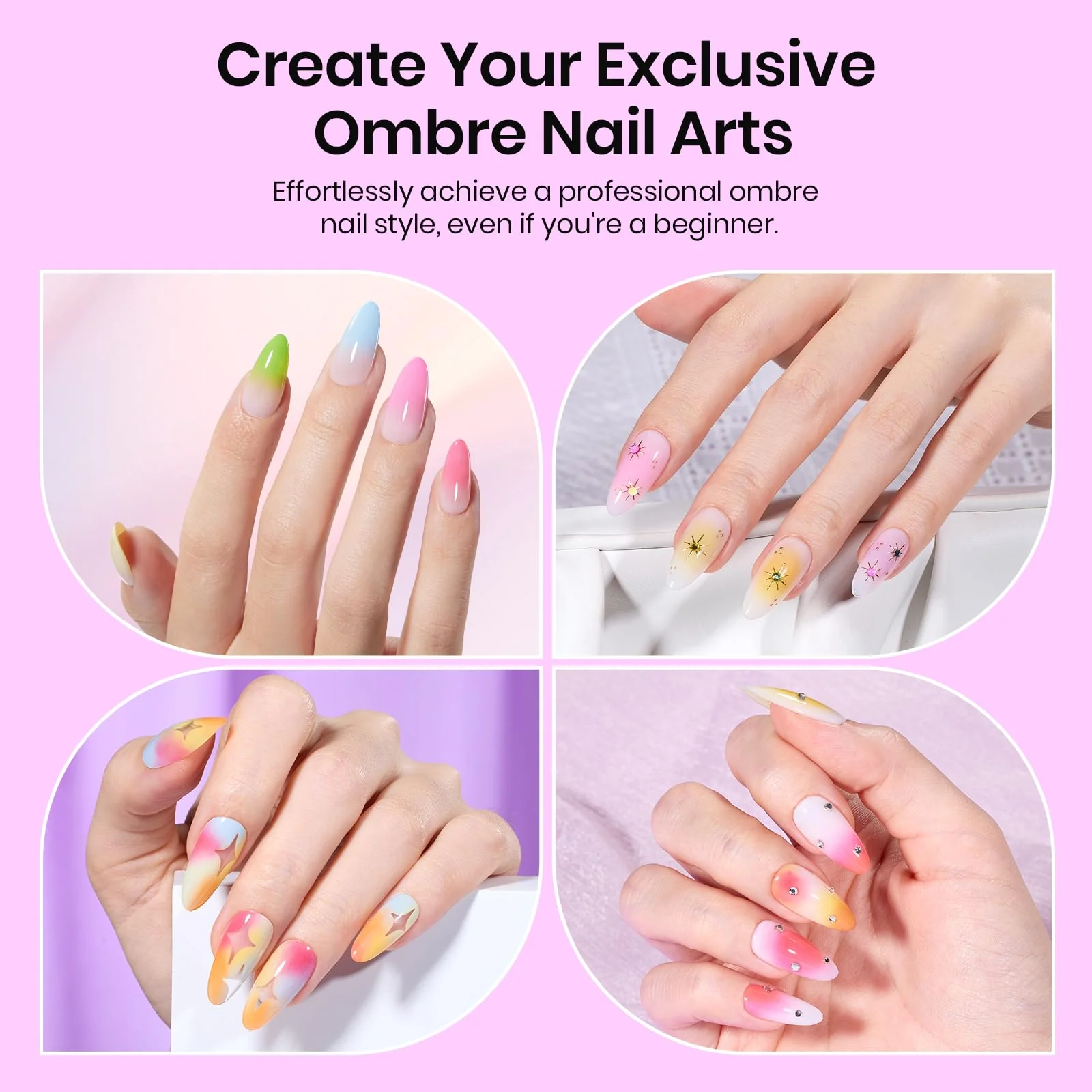 150Pcs Soft Nail Sponges for Ombre Colorful Nail Sponge with Grabbing Pen Blooming Nails Art Brushes - Image 6