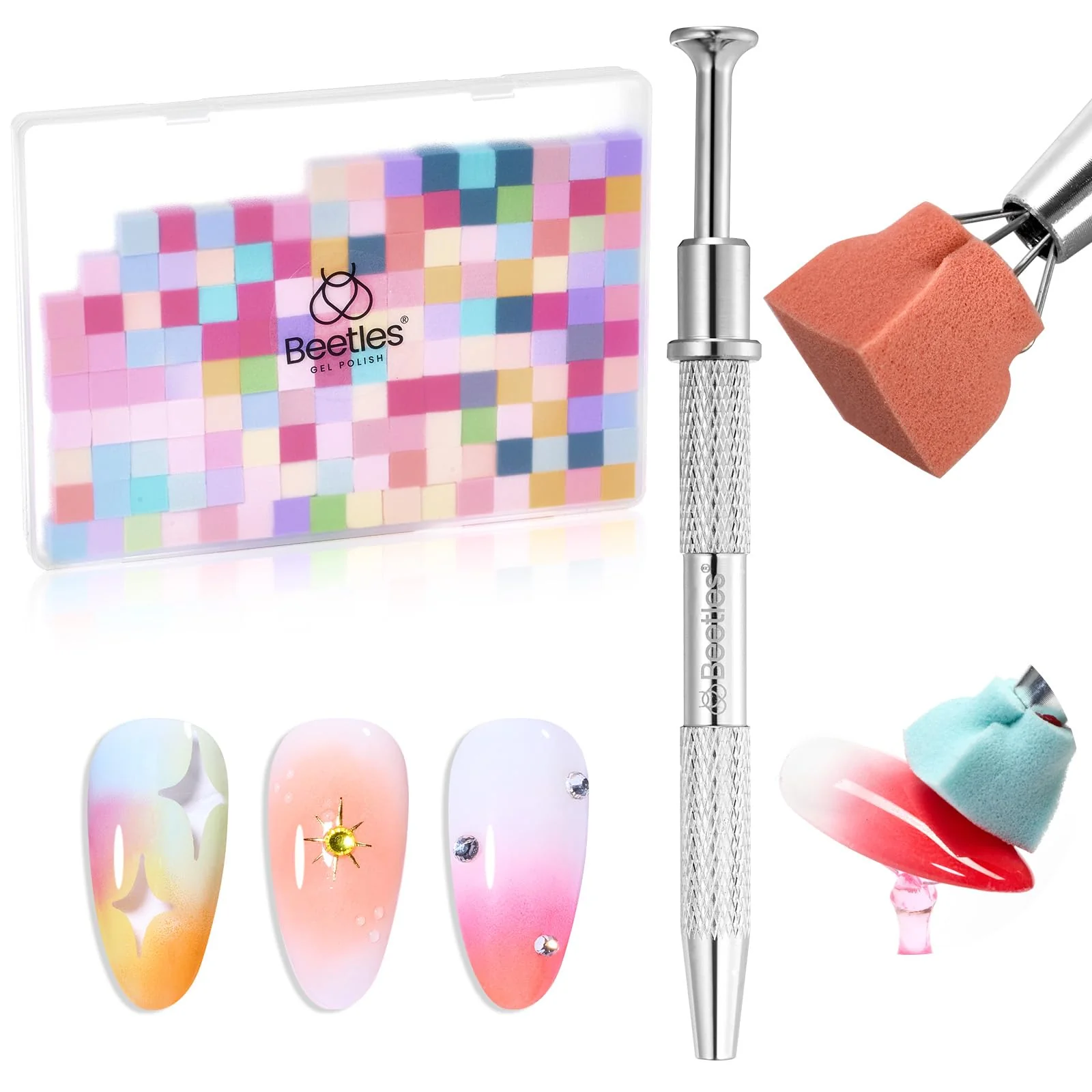 150Pcs Soft Nail Sponges for Ombre Colorful Nail Sponge with Grabbing Pen Blooming Nails Art Brushes - Image 8