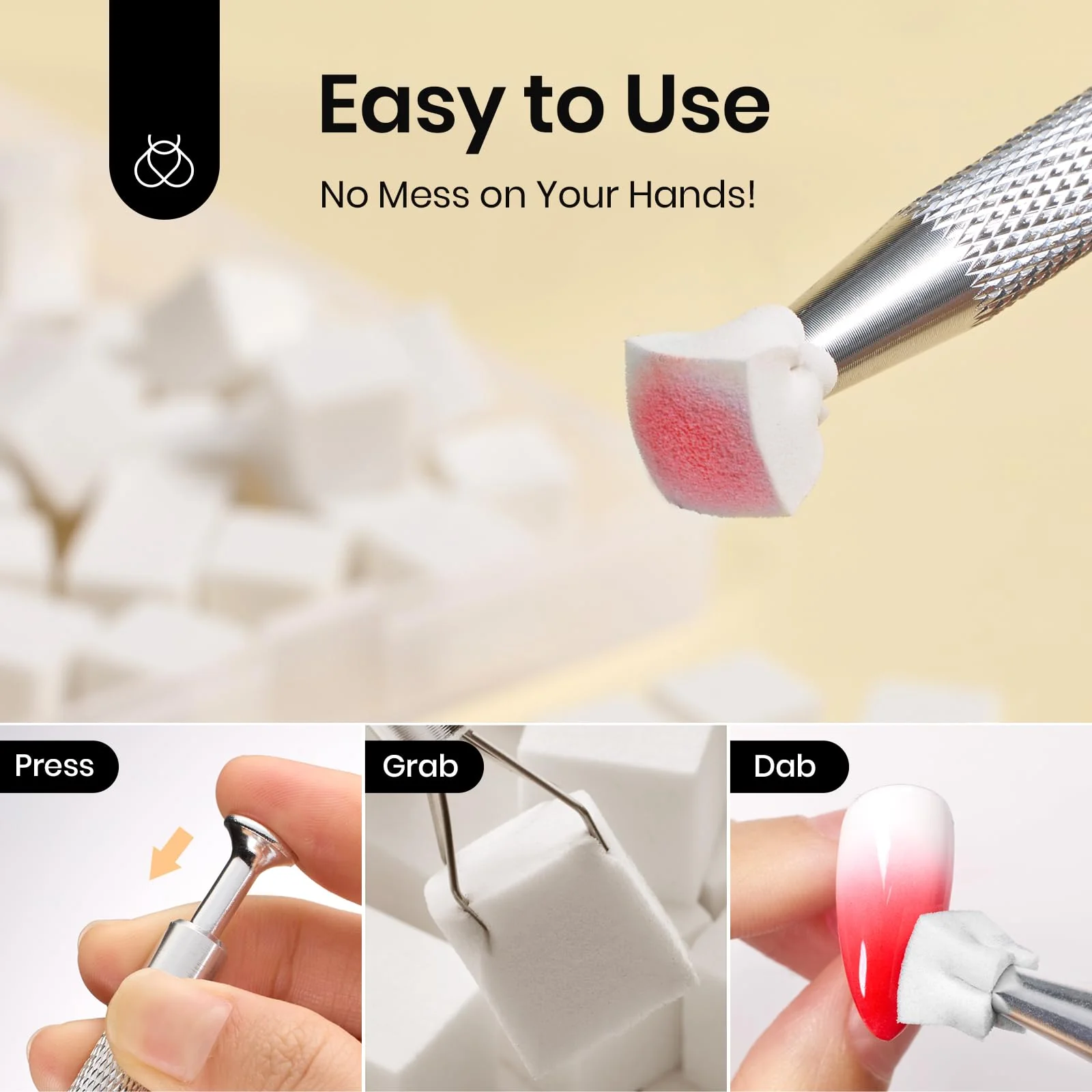 150Pcs Soft Nail Sponges for Ombre White Nail Sponge with Grabbing Pen Blooming Nails Art Brushes - Image 5