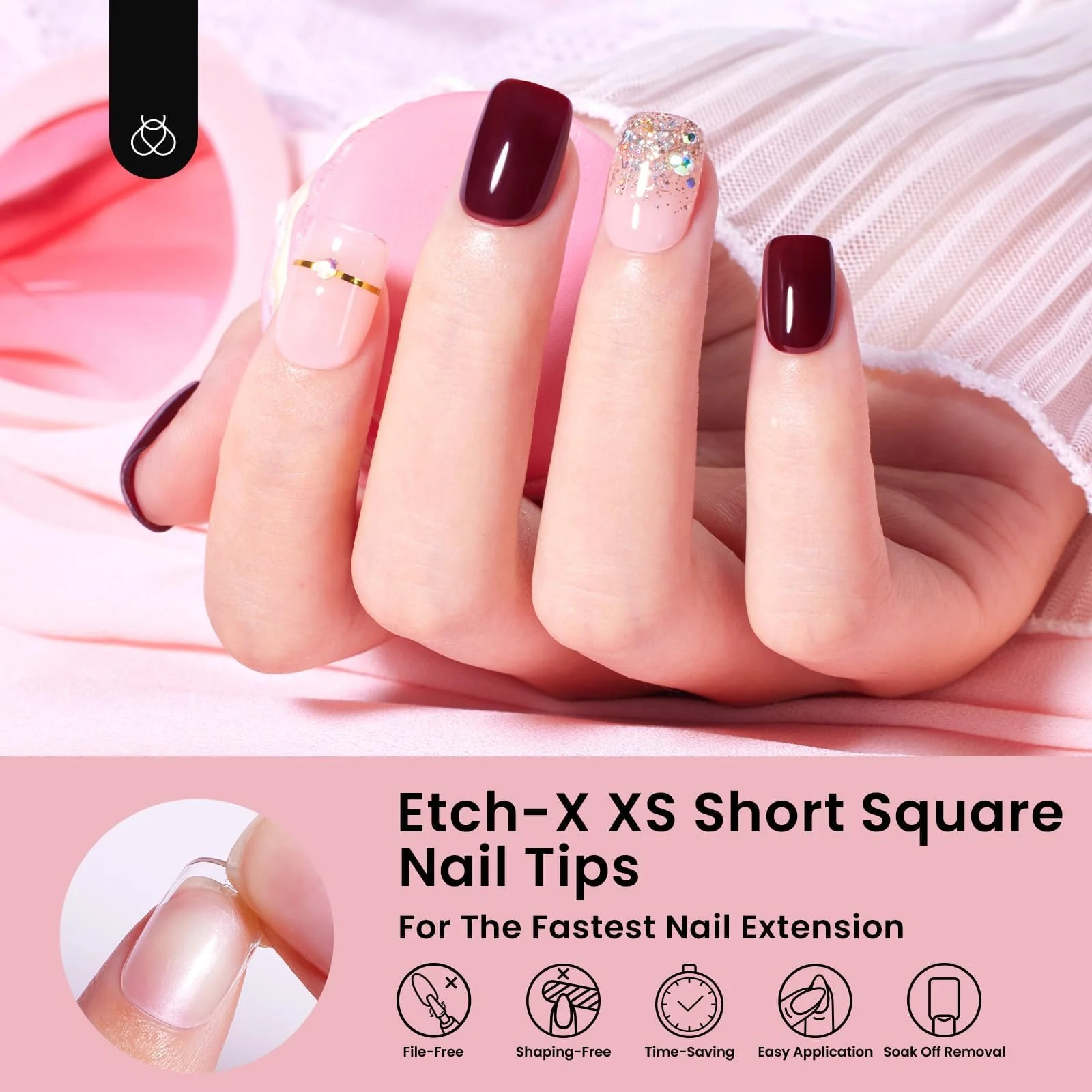 Beetles 12 Sizes Gel Nail Tips Short Square Gel Nail Tips 288Pcs - Image 4