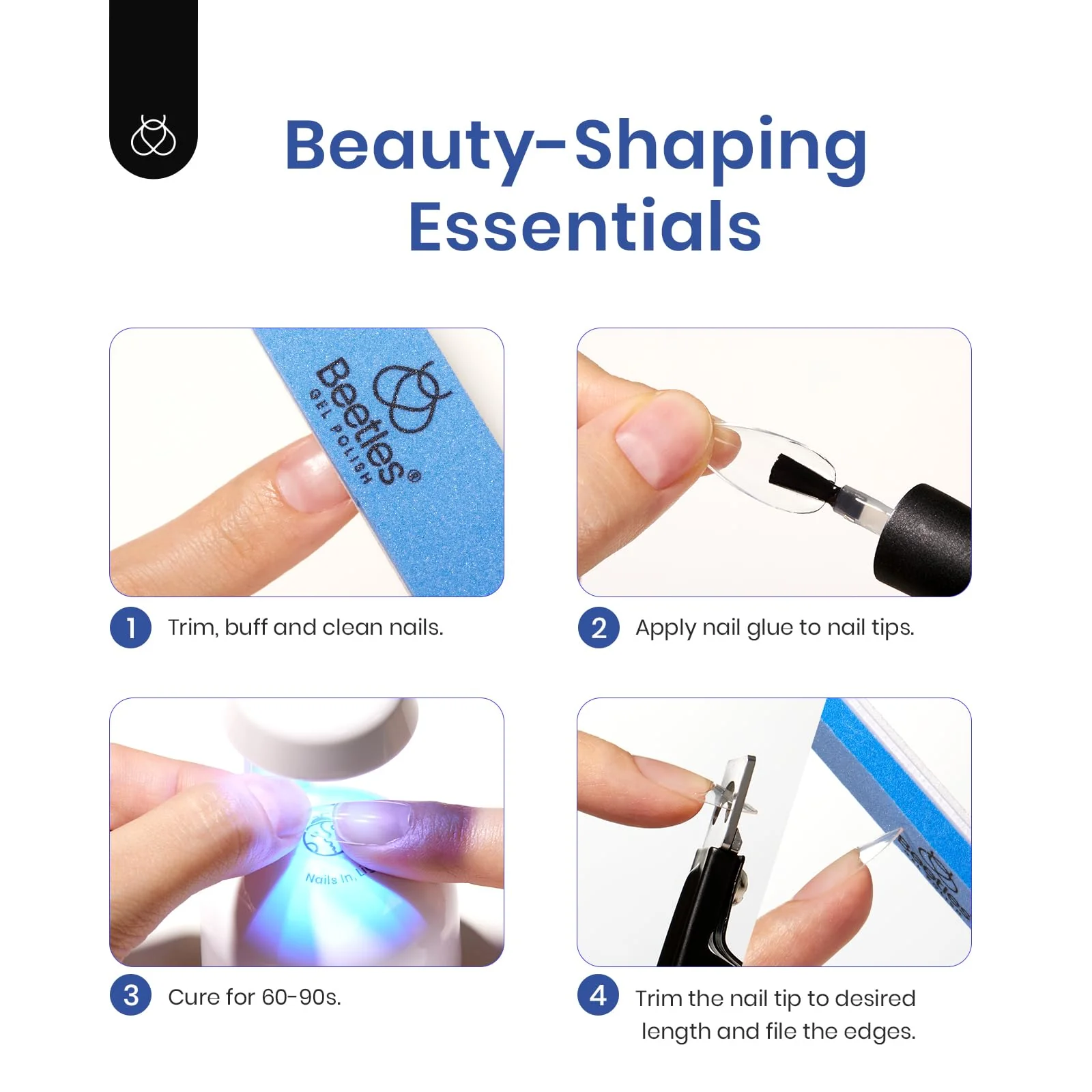 Beetles 5 in 1 Gel Nail Extension Kit - Easy Application Set With Base Coat - Image 8