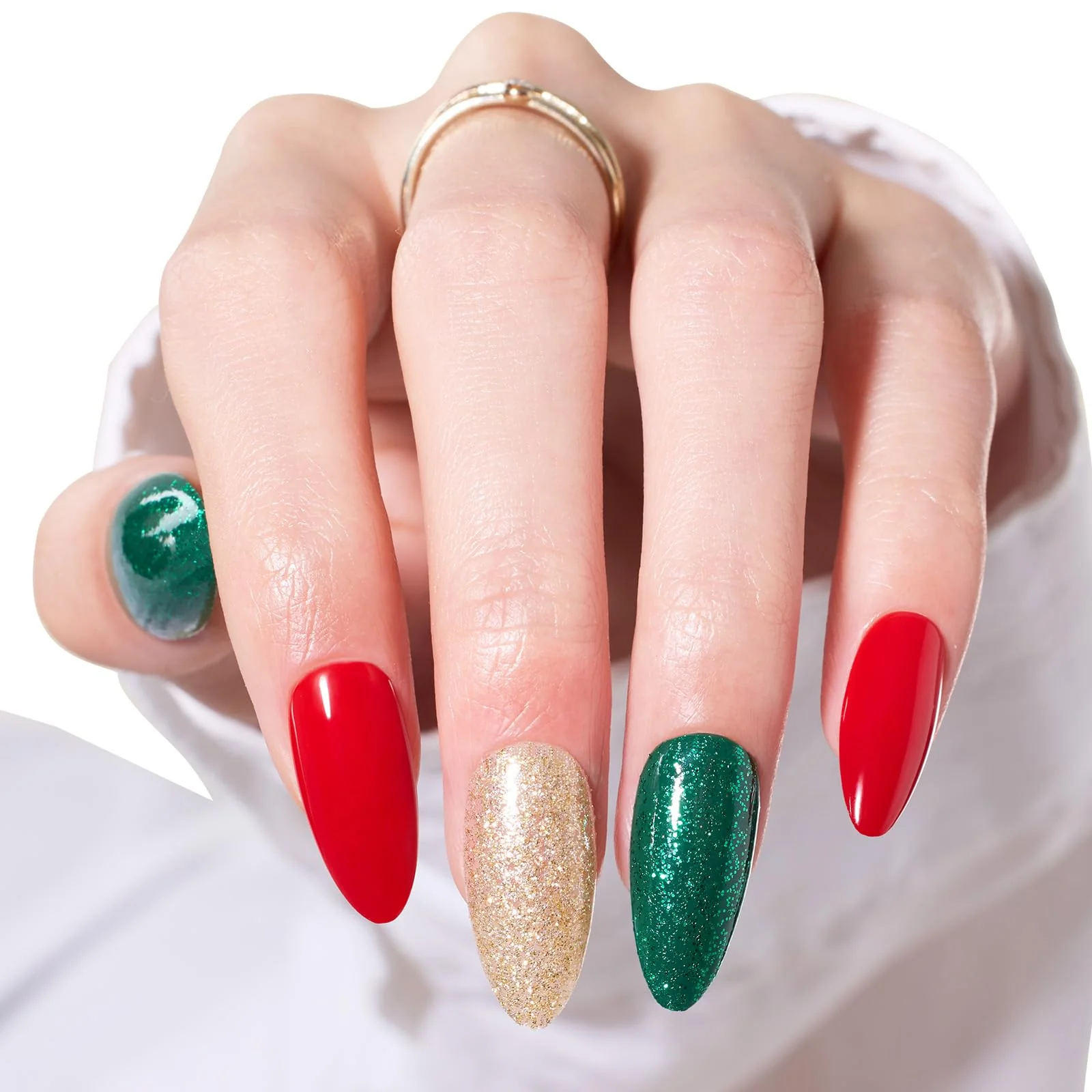 Beetles Christmas Press on Nails 15 Sizes - 30 Fake Nails Kit Red Green Press on Nails - Image 7