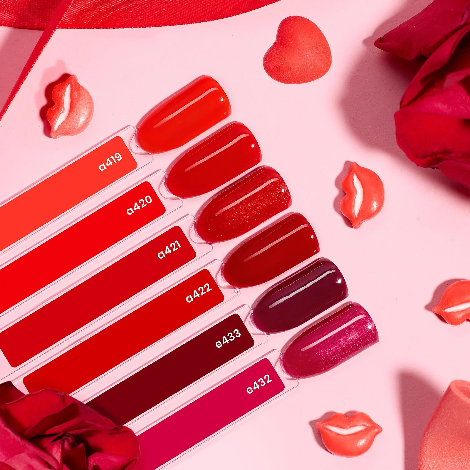 Beetles Gel Polish Bloody Red -15ML 6 Colors Shimmer Burgundy Gel Polish Kit - Image 7