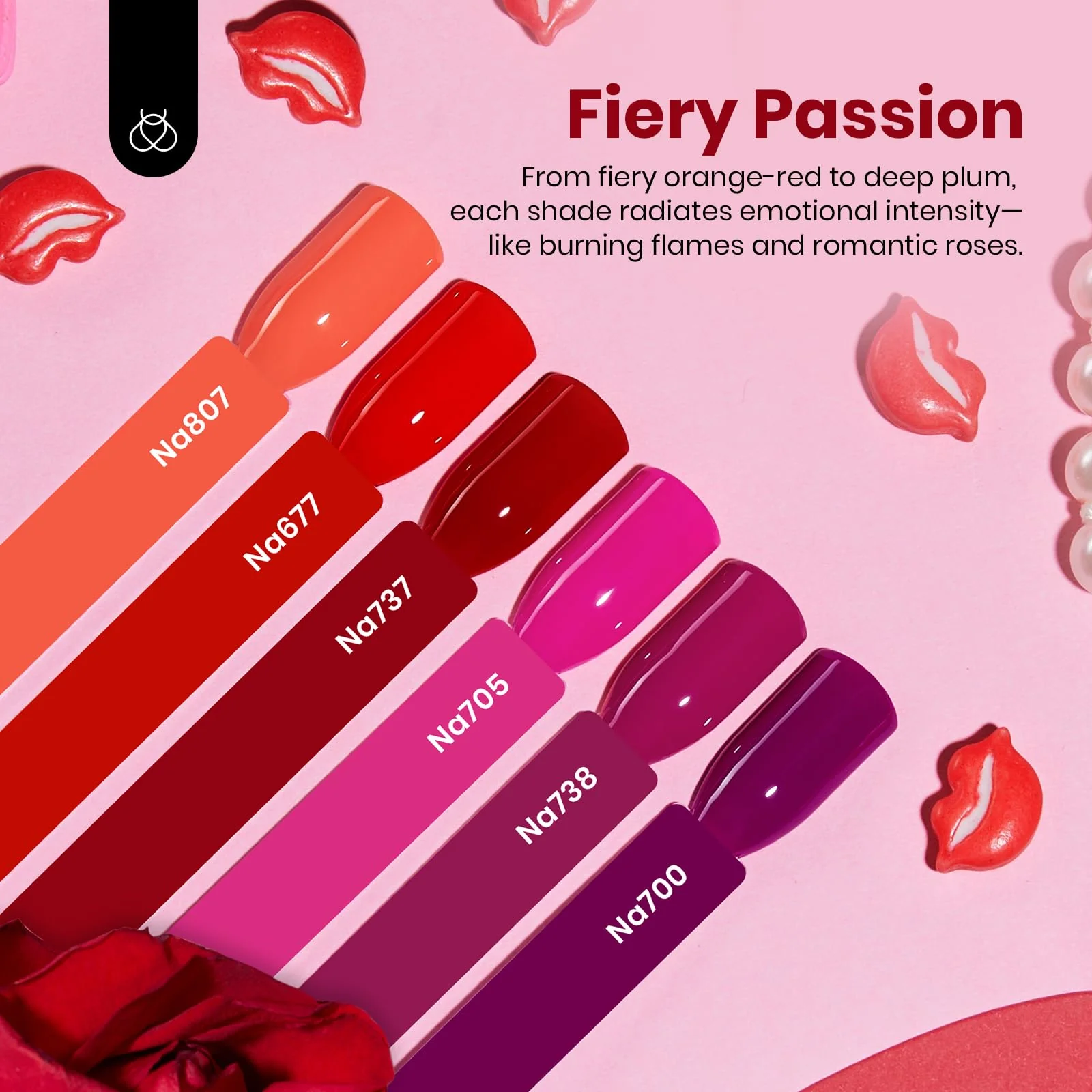 Beetles Gel Polish Fiery Passion - 15ML 6 Colors Shimmer Burgundy Gel Polish Kit - Image 3