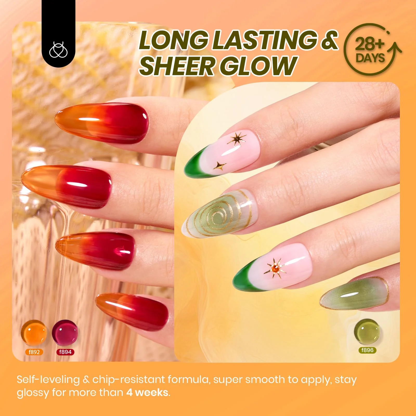 Beetles Gel Polish Long Lasting Sheer Glow Nails - 6 Colors Nail Set - Image 4