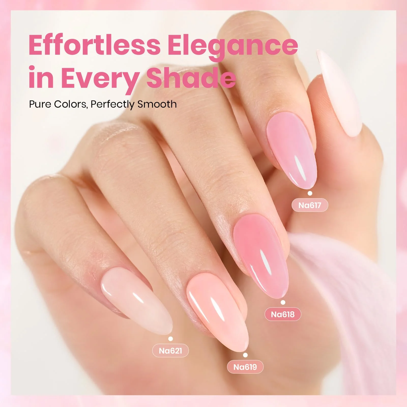 Beetles Gel Polish Pink Romance Summer Nails - 6 Colors Hema Free Light Pink Jelly Set - Image 3