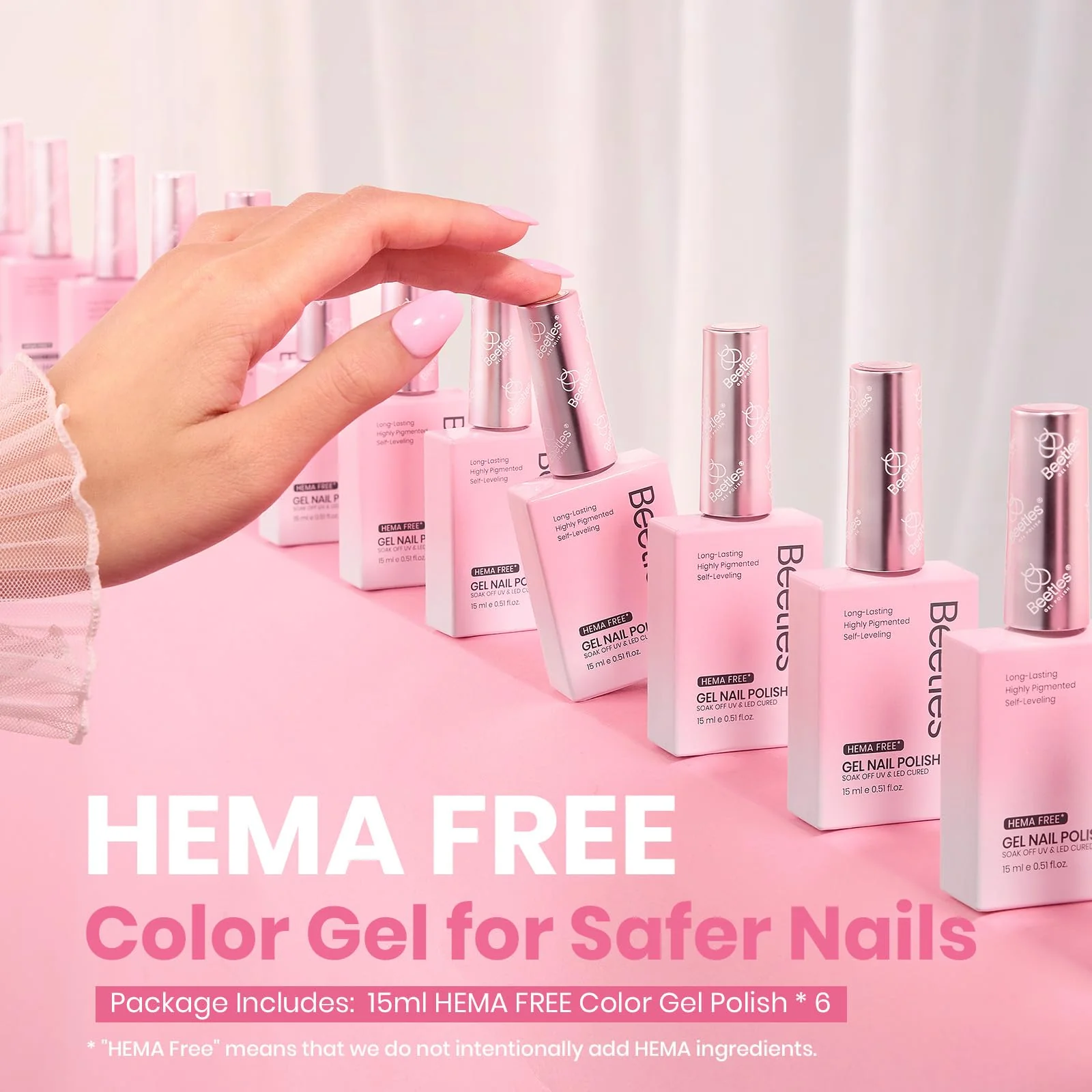 Beetles Gel Polish Pink Romance Summer Nails - 6 Colors Hema Free Light Pink Jelly Set - Image 4