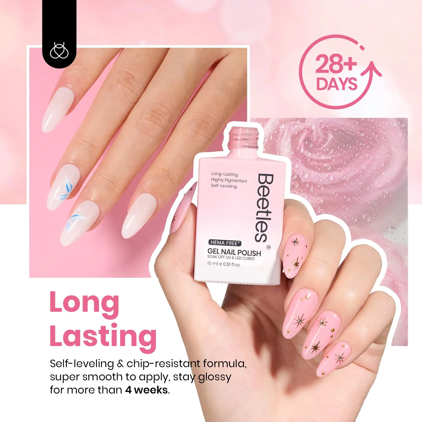 Beetles Gel Polish Pink Romance Summer Nails - 6 Colors Hema Free Light Pink Jelly Set - Image 5