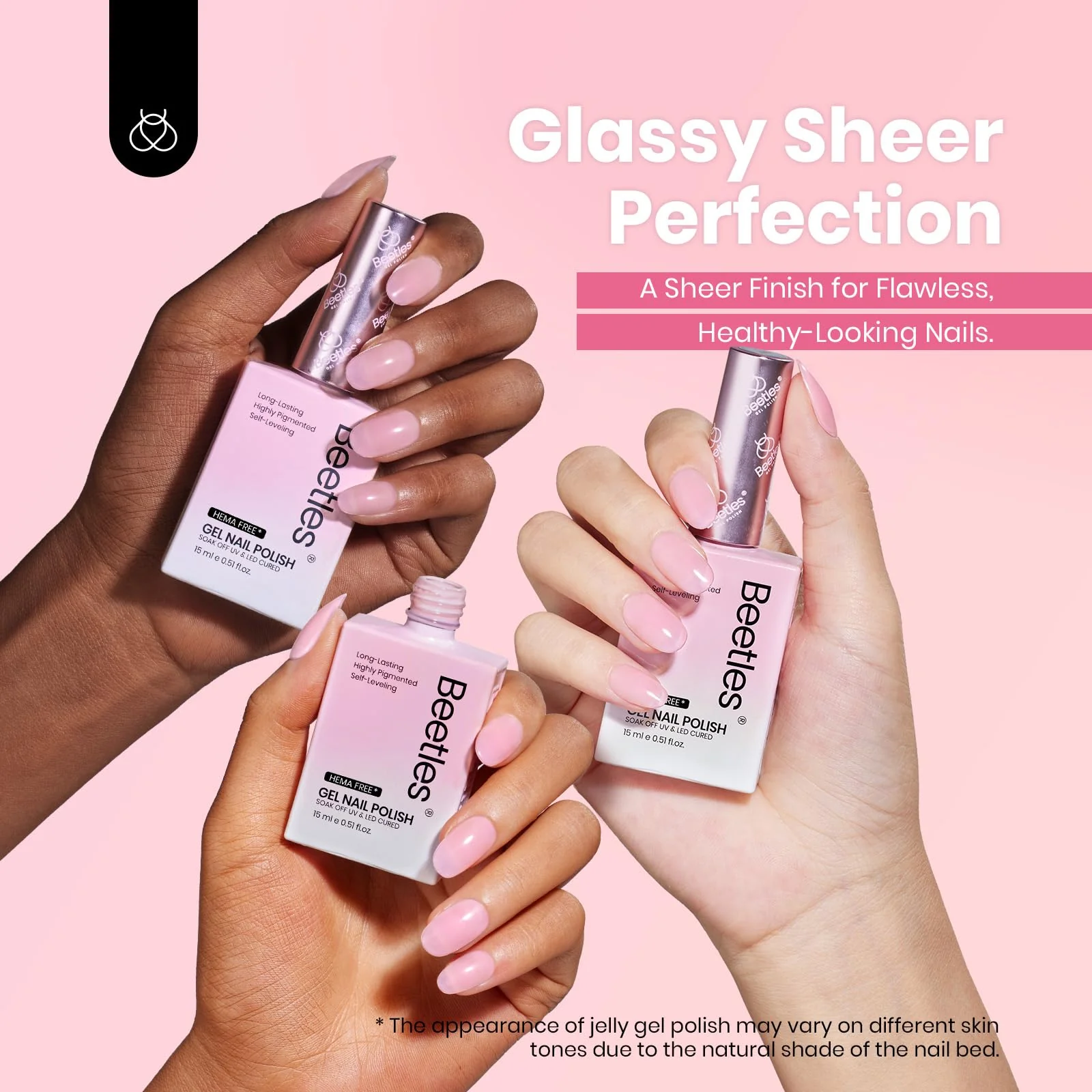 Beetles Gel Polish Pink Romance Summer Nails - 6 Colors Hema Free Light Pink Jelly Set - Image 6