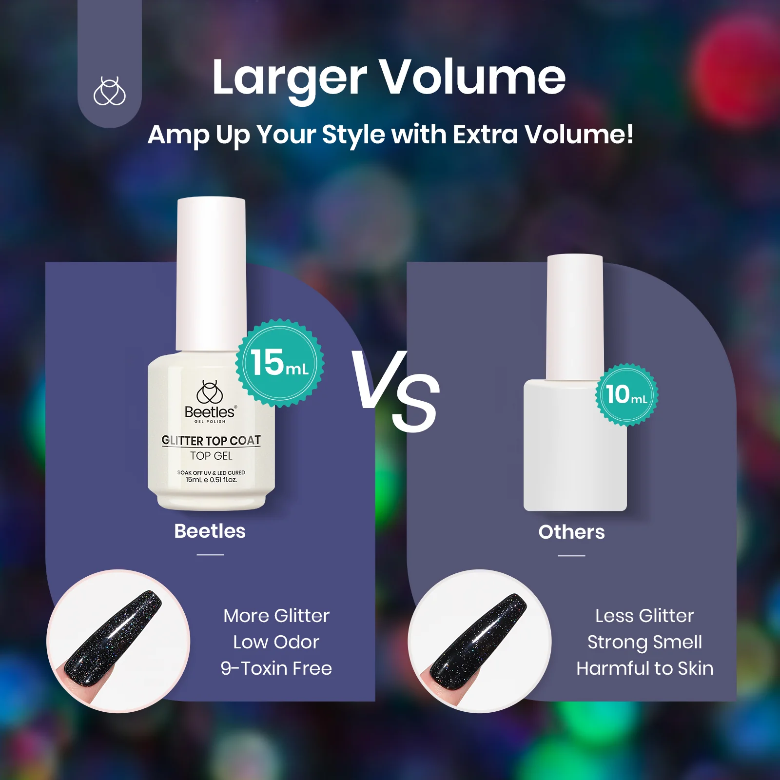Beetles Holographic Glitter Top Coat | 15ML - Image 3