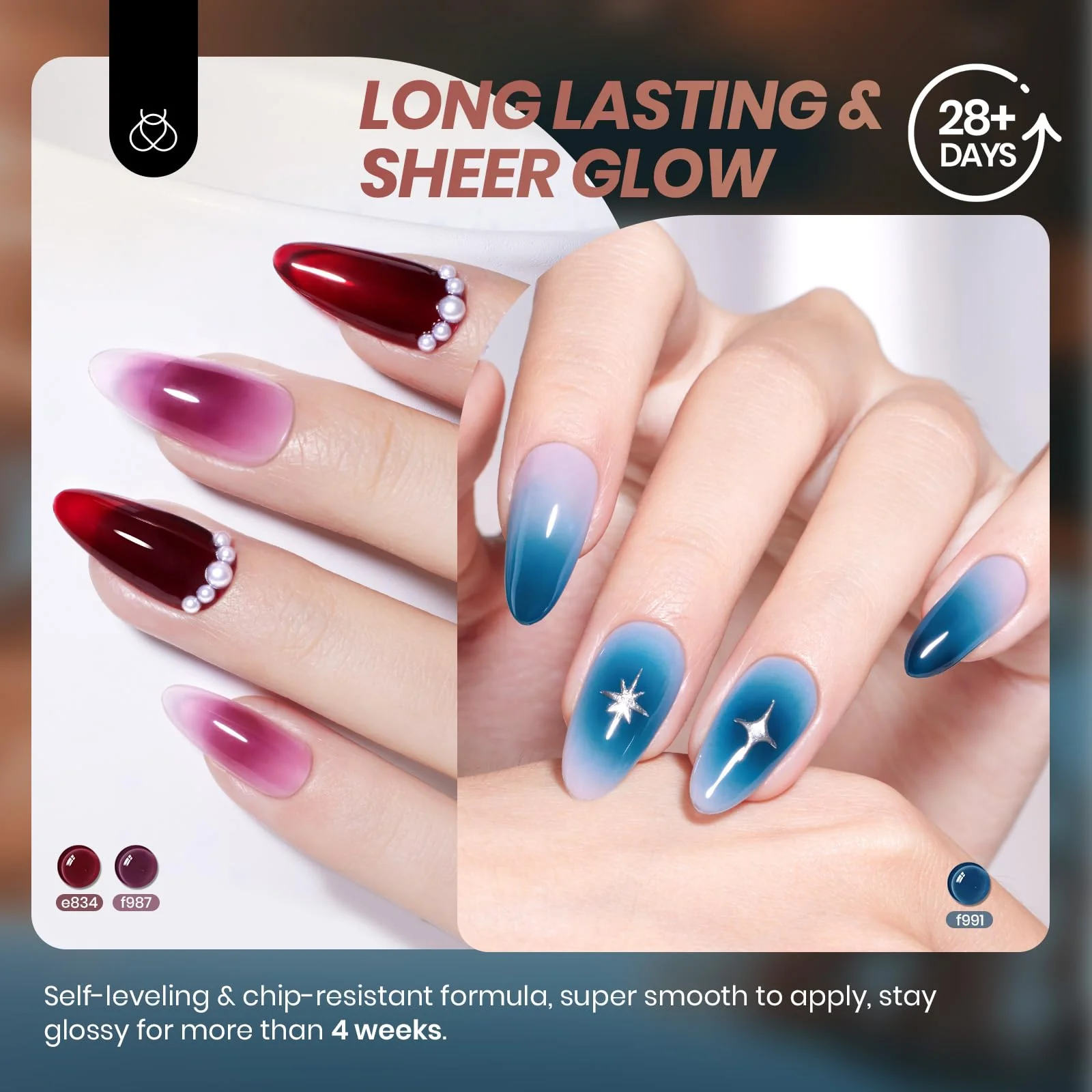 Beetles Jelly Gel Set -  6 Colors Mocha Brown Burgundy Red Purple Green Blue Fall Gel Polish Kit - Image 4