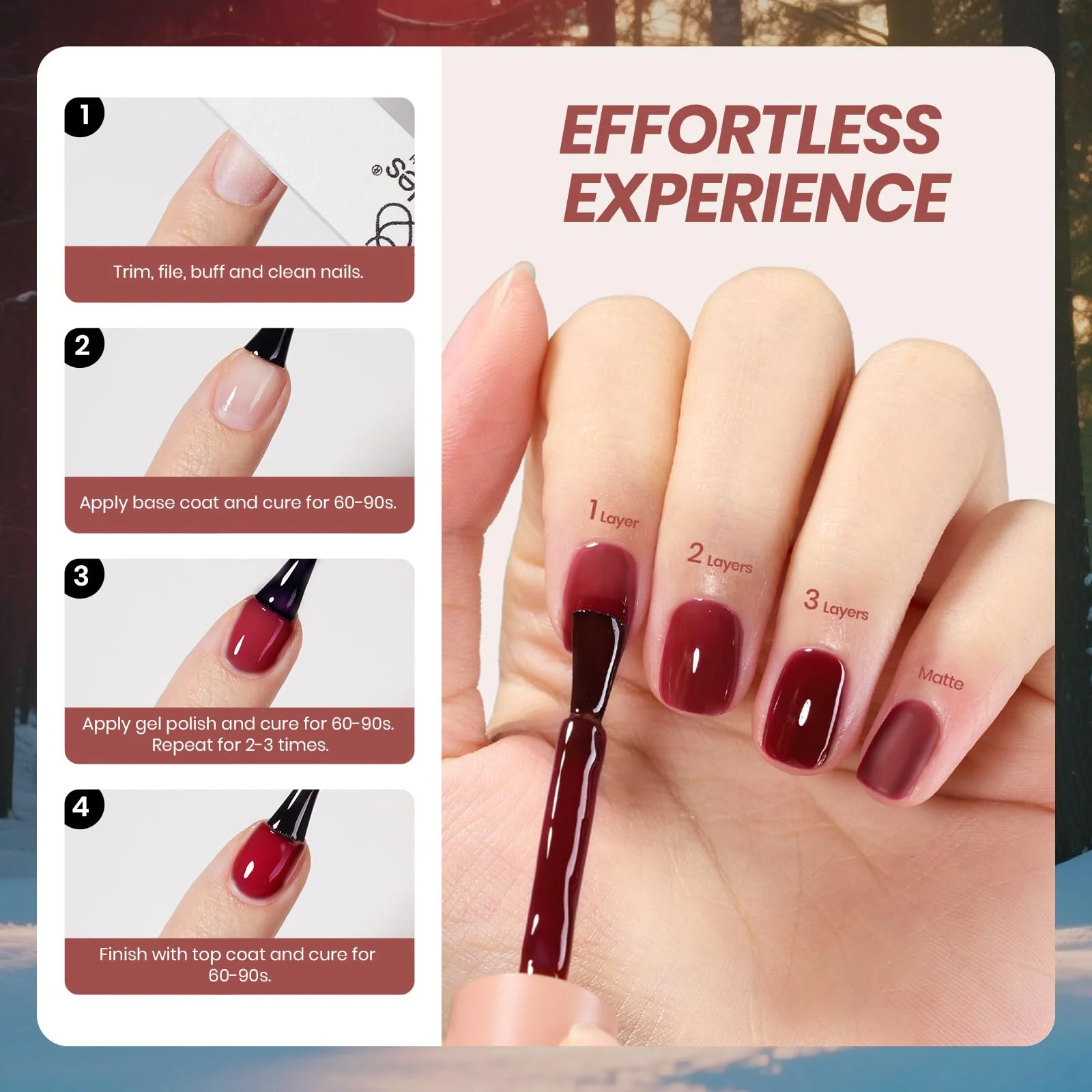 Beetles Jelly Gel Set -  6 Colors Mocha Brown Burgundy Red Purple Green Blue Fall Gel Polish Kit - Image 5