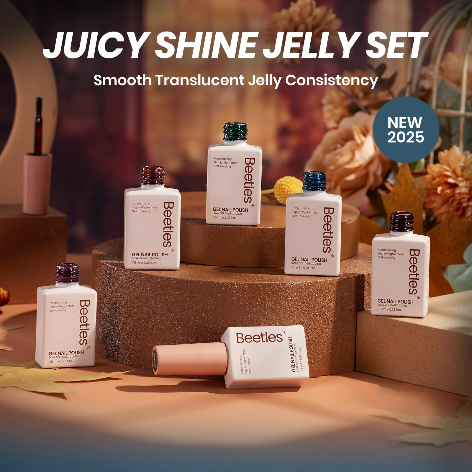 Beetles Jelly Gel Set -  6 Colors Mocha Brown Burgundy Red Purple Green Blue Fall Gel Polish Kit - Image 7