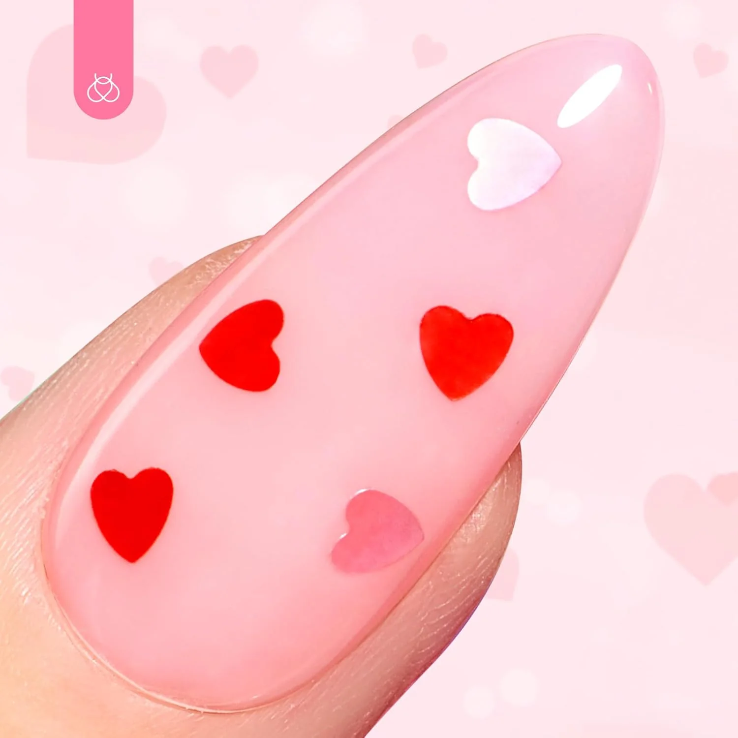 Beetles Pink & Red Heart Holographic Glitter Top Coat | 15ML - Image 3