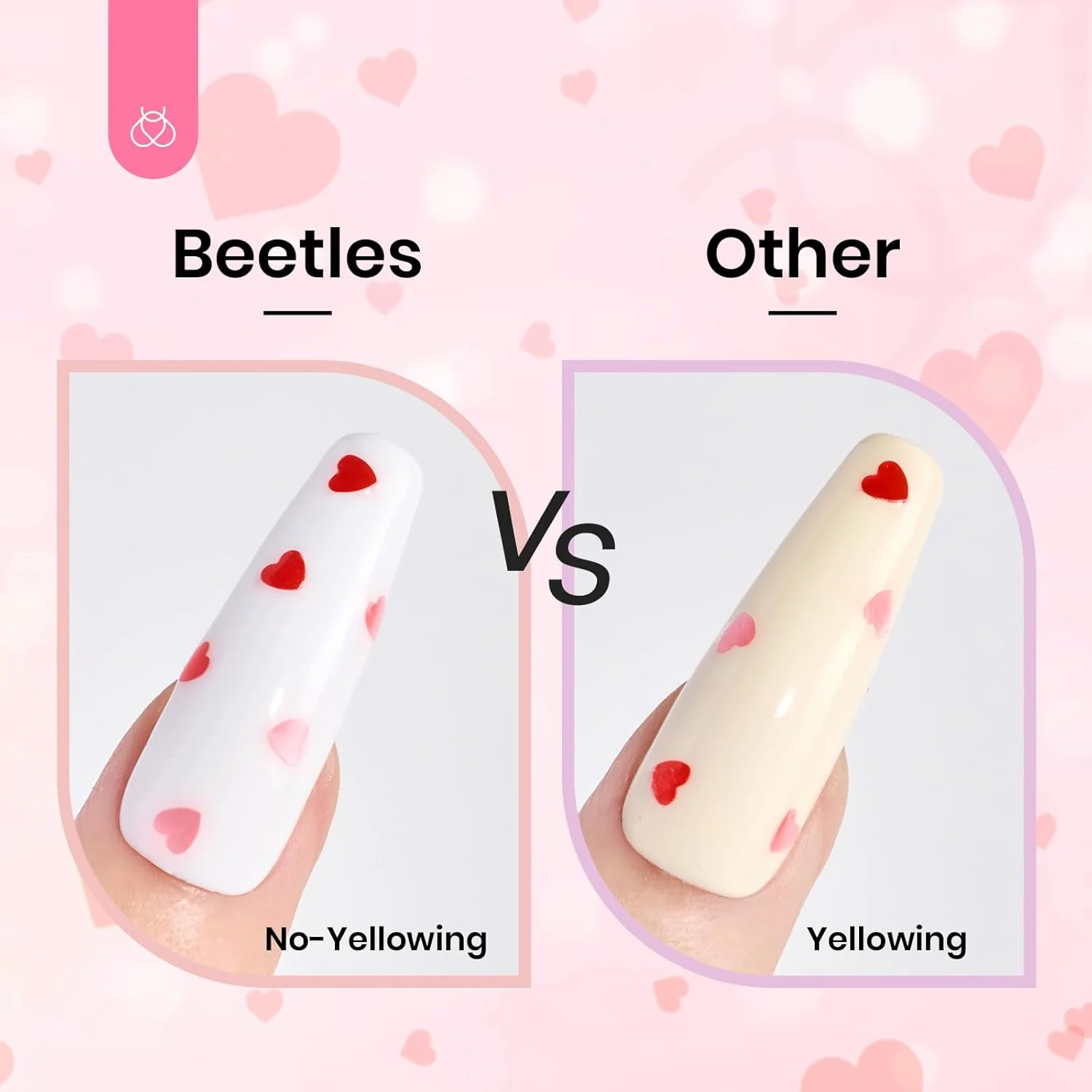 Beetles Pink & Red Heart Holographic Glitter Top Coat | 15ML - Image 6