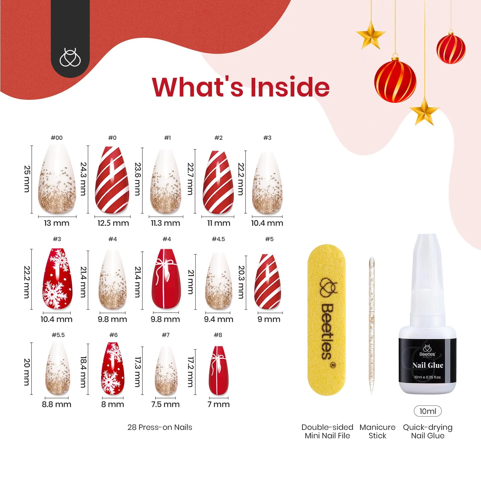 Beetles Press On Nails Medium - Supremely Fit & Natural Soft Gel Press on Nails - Image 5