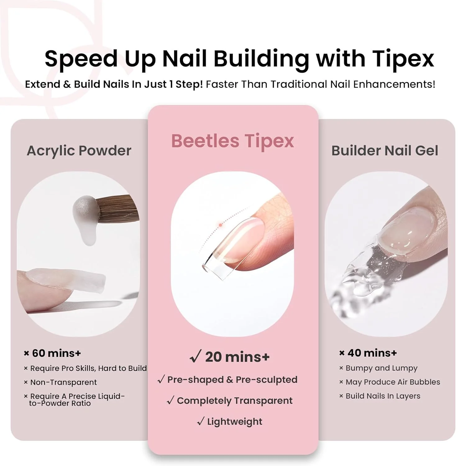 Beetles Short Square Tipex Nail Tips|180pcs - Image 4