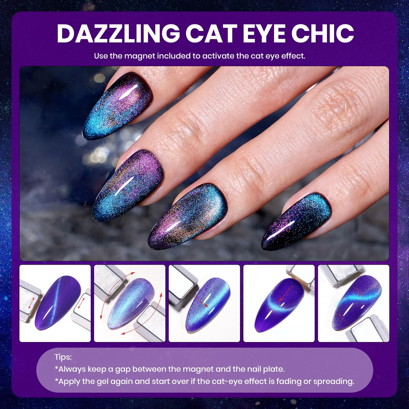 Beetles Stellar Mirage - 20 Colors Nails Jelly Cat Eye Color Changing Gel Polish Set - Image 4