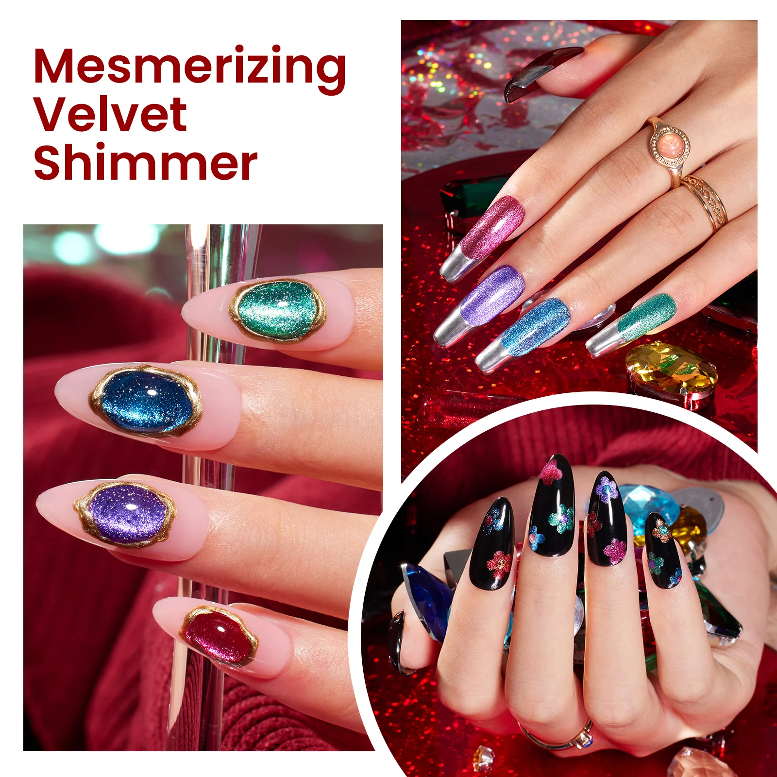 Brilliant Velvet - 6 Colors Cat Eye Gel Polish Set for Professionals - Image 6