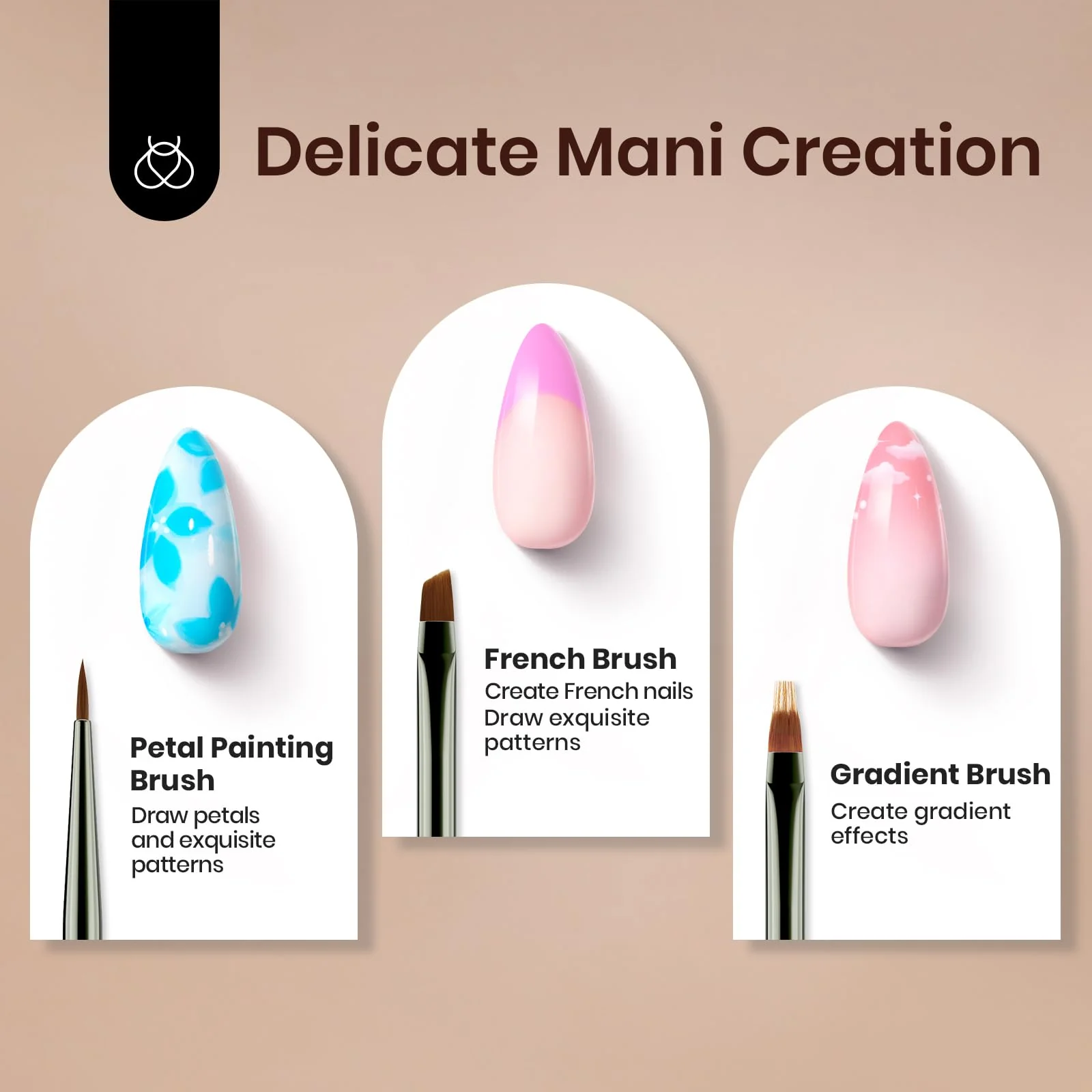 Elegant Nail Art Brushes Kit 6 Pcs - Image 4
