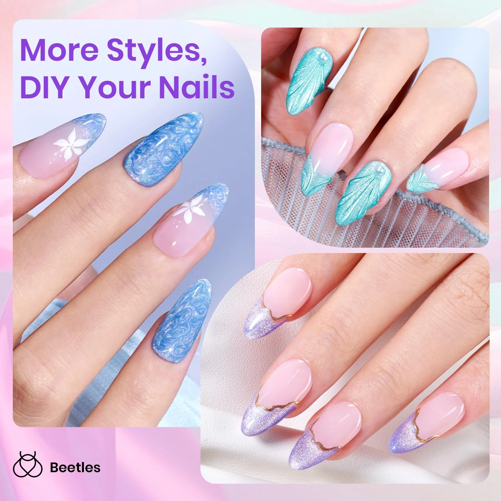 Whispering Waves Summer Nails 6 Colors Shimmer Glitter Nail Polish for Professionals - Image 4