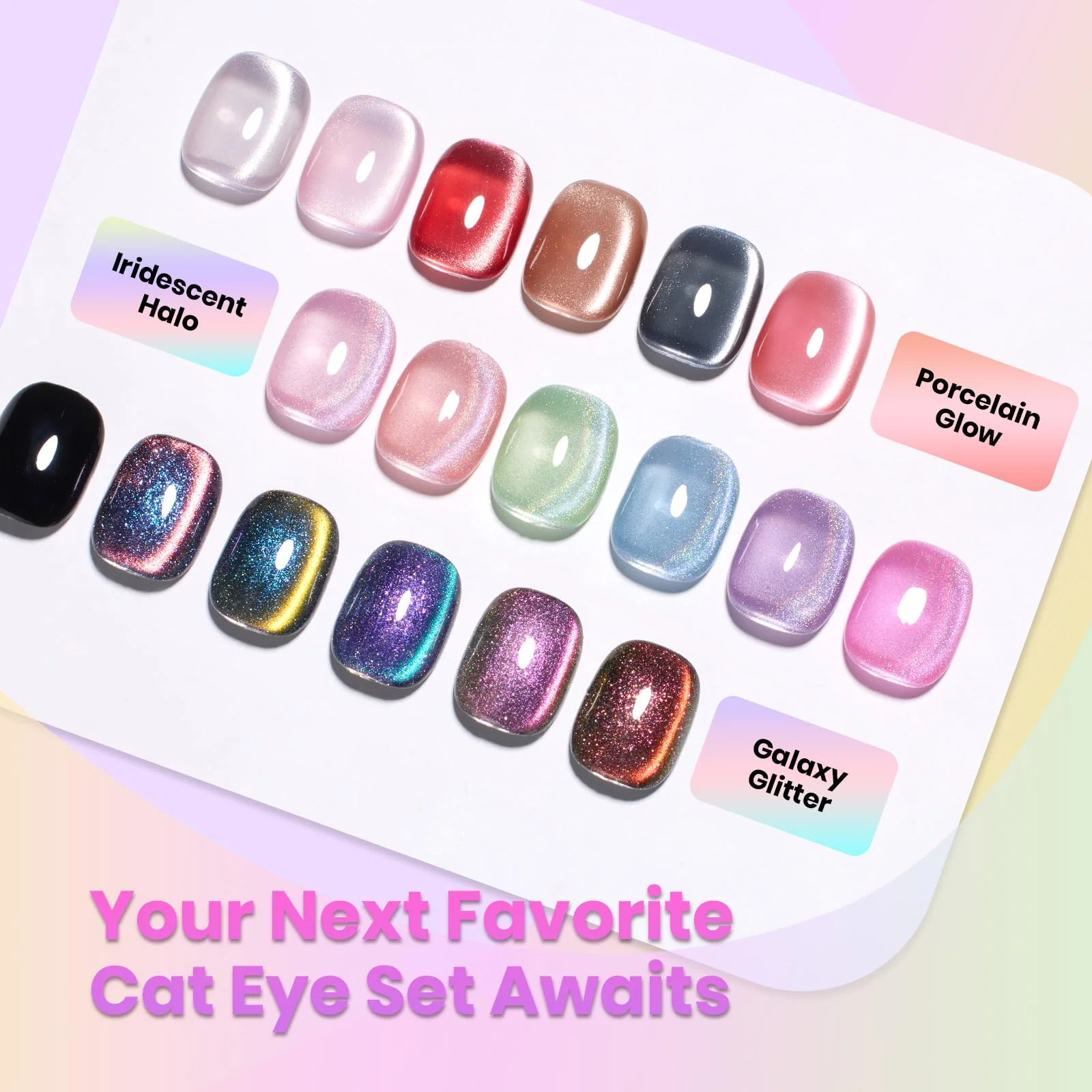 Holographic Cat Eye Gel Fairy's Descent 6 Colors Gel Nail Polish Set - Image 8