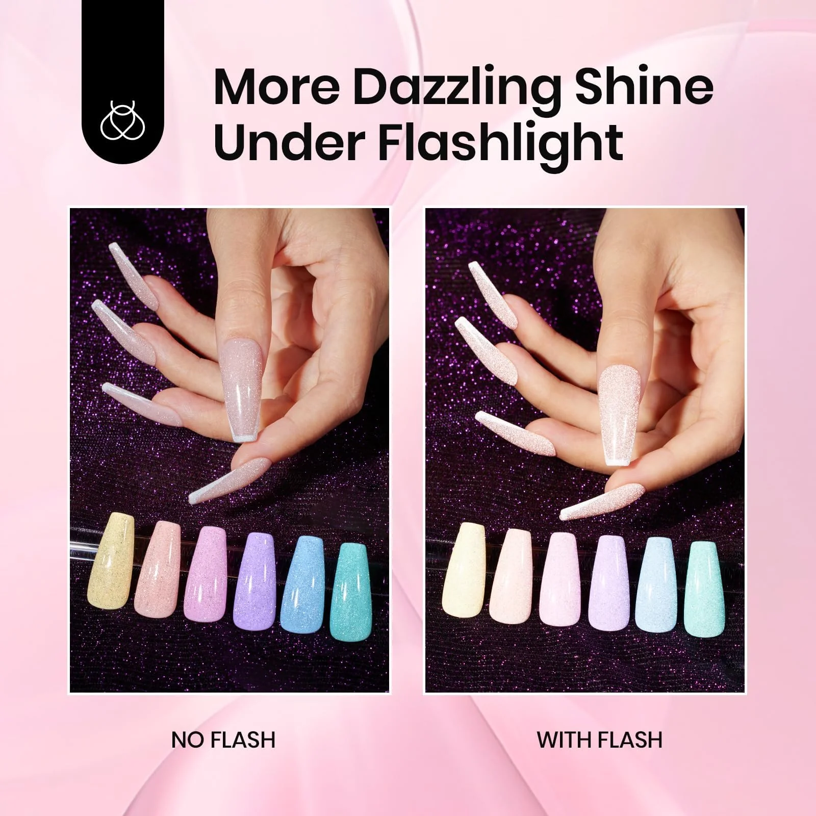 Limited Gift Box 8 Pcs Sparkly Glitter Gel Top Coat Set (Each 10ml) - Image 7
