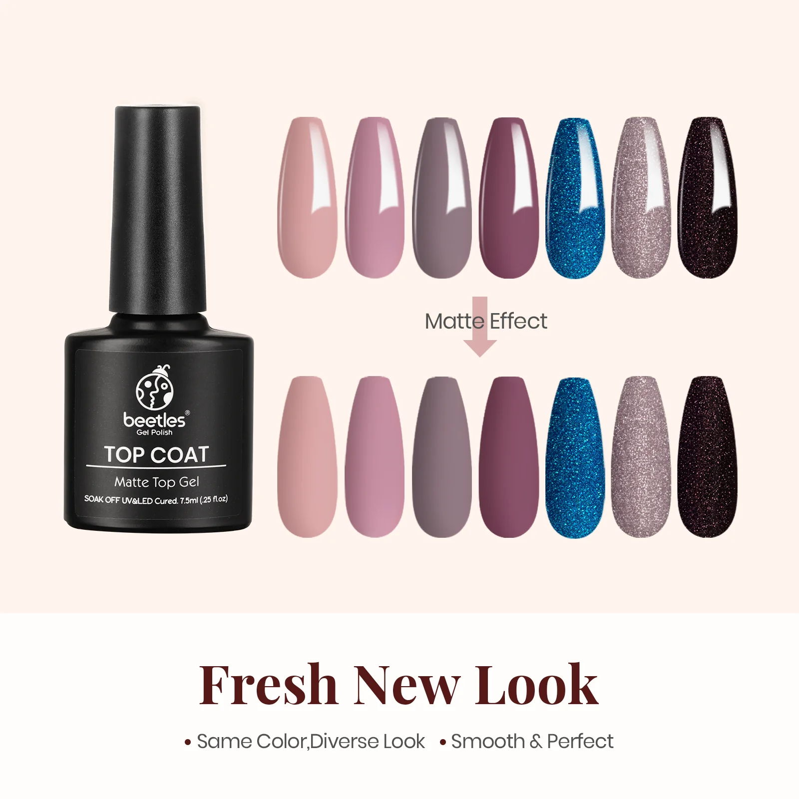 Beetles Matte Top Coat No Wipe Nail Gel - Image 5