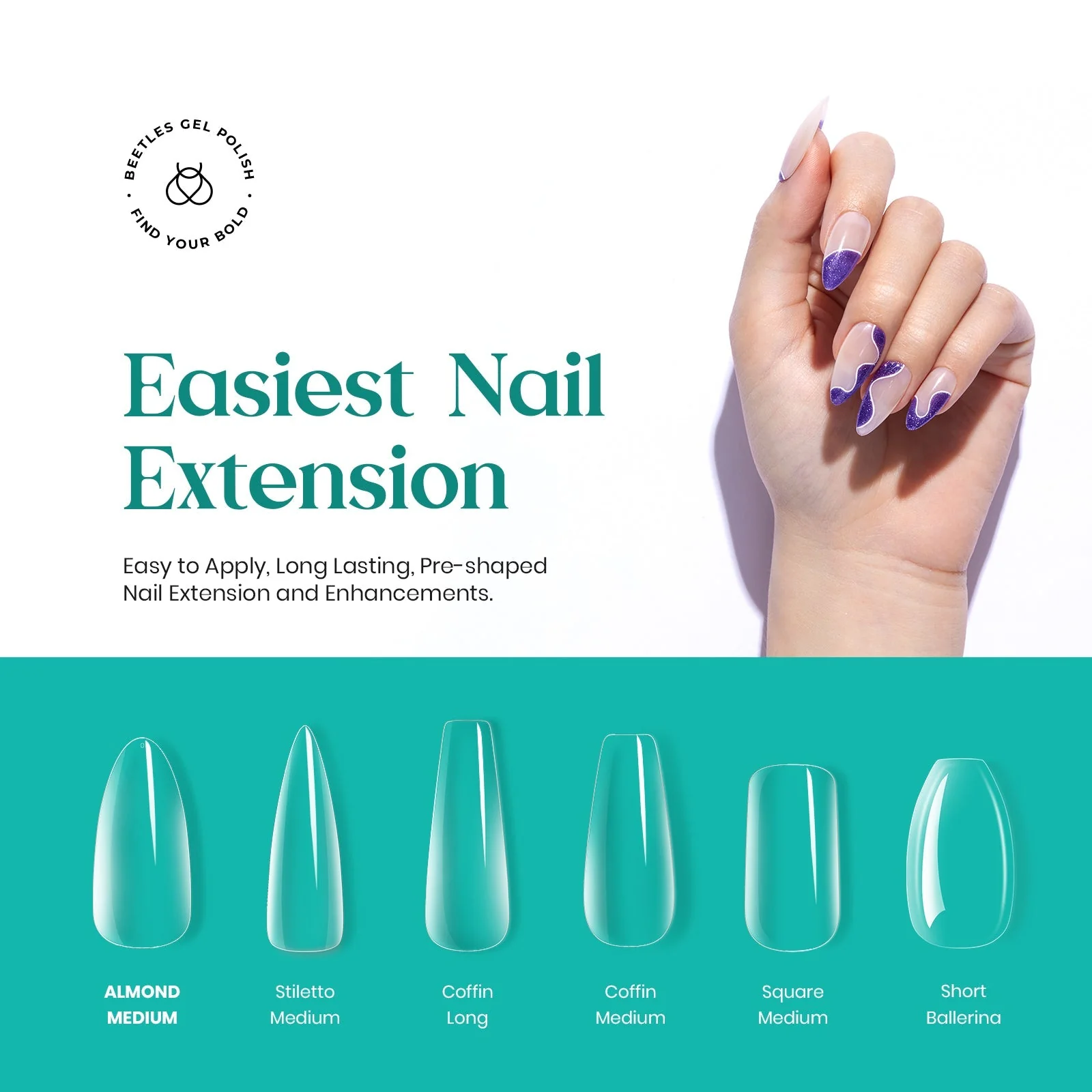 Medium Almond Pre-shaped Nail Gelly Tips-500pcs #061 - Image 3