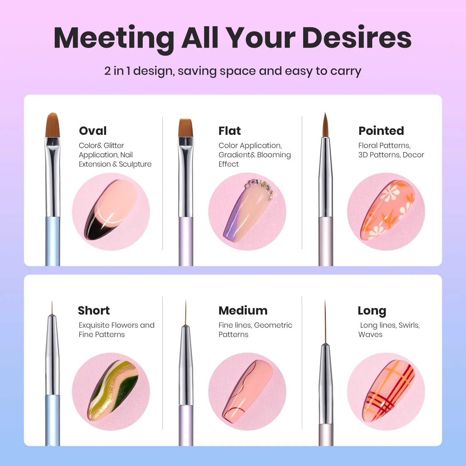 Dual-Head Nail Art Brushes Set: Easy Painting in Various Nail Designs - Image 4