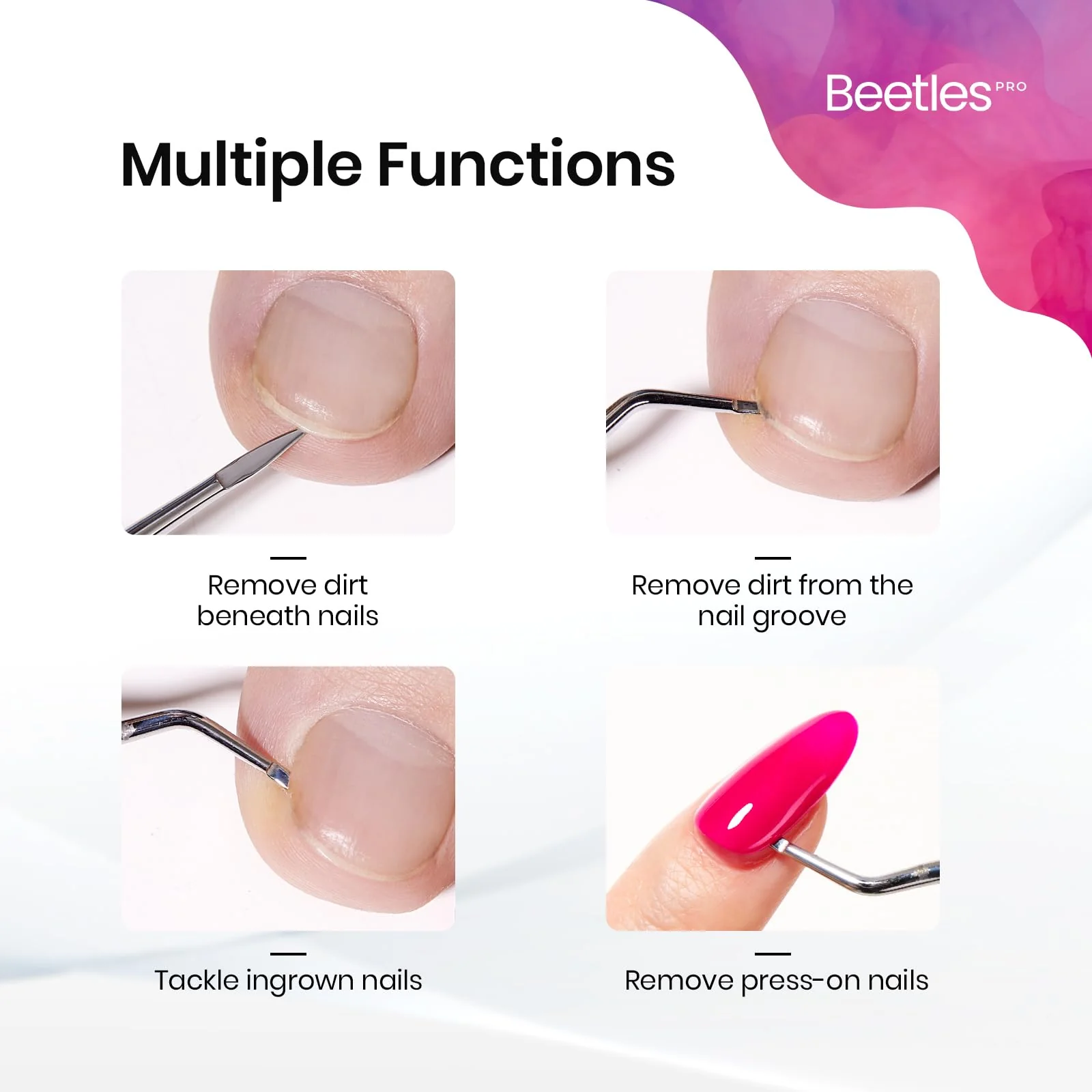 Pointed Tip(12mm) & Cuticle Scoop(14mm) Beetles Cuticle Nippers Professional Trimmer - Image 3