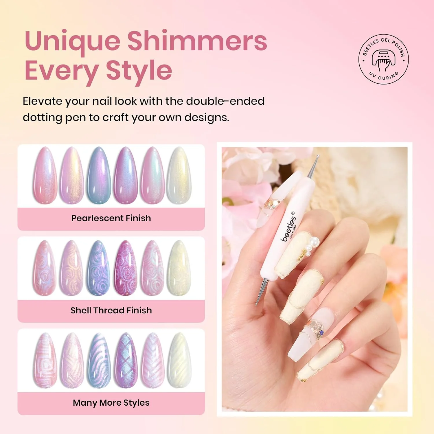 Pearly Moonstone Pearl Gel Polish | Summer Nails 6 Colors Gel Polish Set - Image 3
